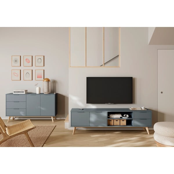 Comodă verde prăfuit 140x81x40 cm Pisco – Marckeric-image-1