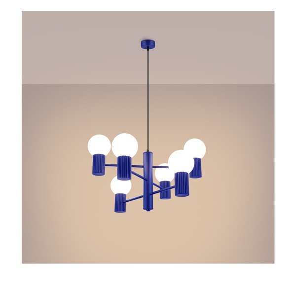 Lustră albastră cu abajur din sticlă Orbital – Sollux-image-4