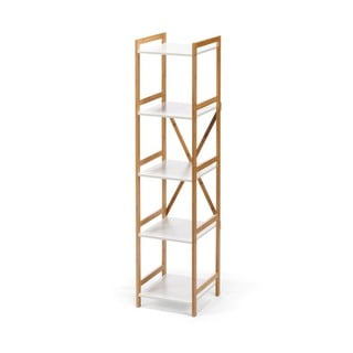 Etajeră îngustă cu 4 nivele, cu structură din bambus Bonami Essentials Lora, alb