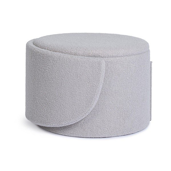 Puf gri deschis cu tapițerie din țesătură bouclé Anthea – Yes Everyday-image-3