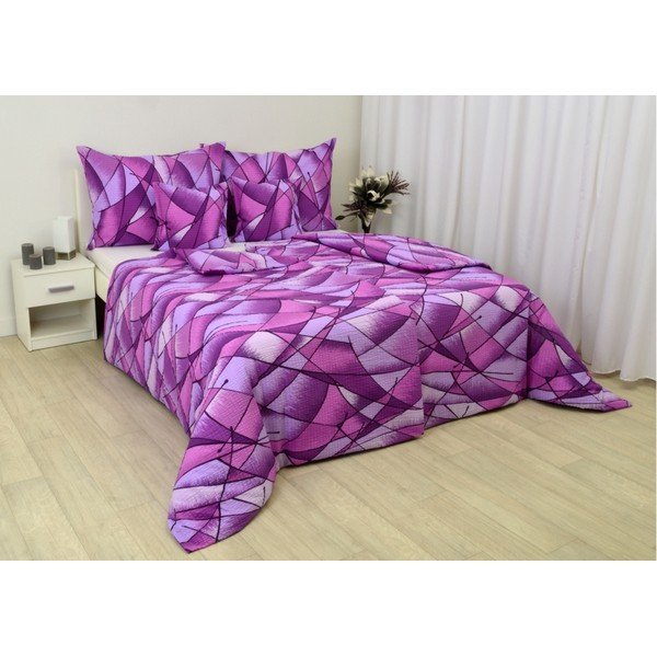 Lenjerie de pat mov din crep  pentru pat dublu 200x200 cm Rainbow 
