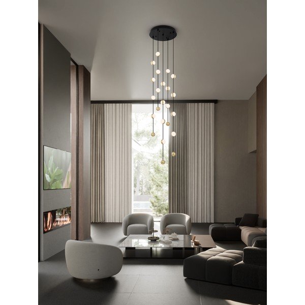 Lustră negru-mat LED cu intensitate reglabilă din aluminiu cu abajur din sticlă acrilică ø 38 cm Alcinoe – Nova Luce-image-1