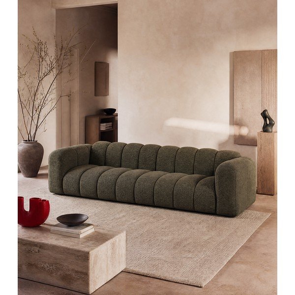Canapea verde cu tapițerie din chenille 290 cm Lupine – Micadoni -image-1