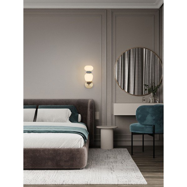 Aplică de perete albă/aurie LED cu intensitate reglabilă din metal Palo – Nova Luce-image-2