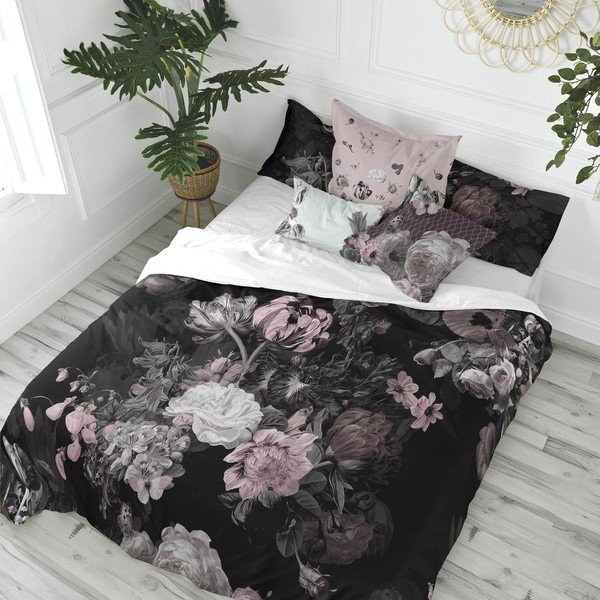 Husă de pilotă neagră din bumbac pentru pat de o persoană 140x200 cm Onyx – Happy Friday-image-1