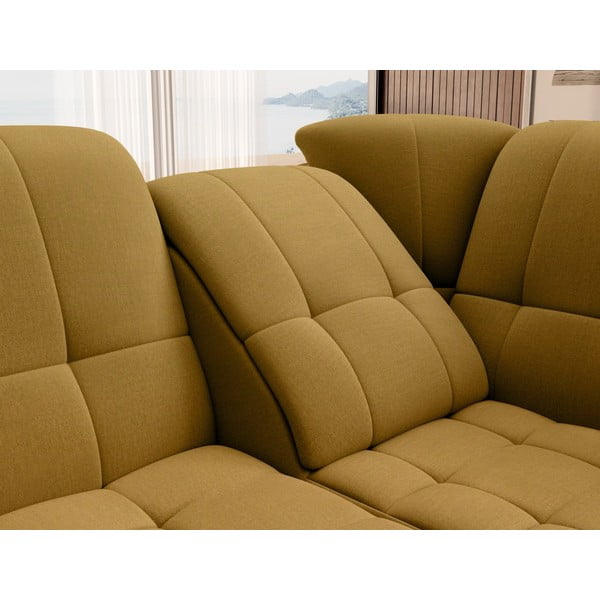 Colțar galben extensibil/cu spațiu de depozitare cu tapițerie din catifea (cu colț pe partea dreaptă/în formă de ”L”) Sado – ELTAP-image-1