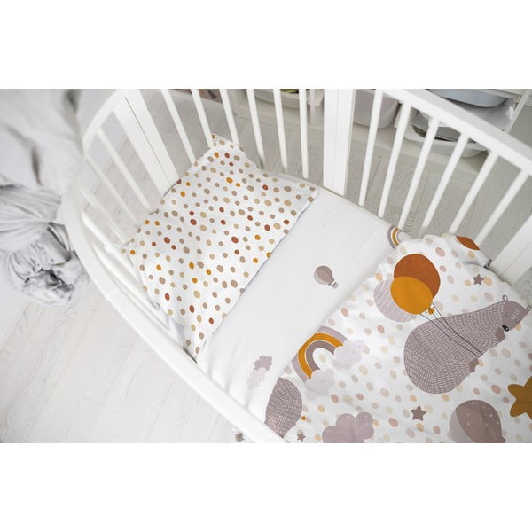 Cearceaf elastic pentru copii din bumbac satinat elastic 200x90 cm Balloon Dreaming - Butter Kings-image-1