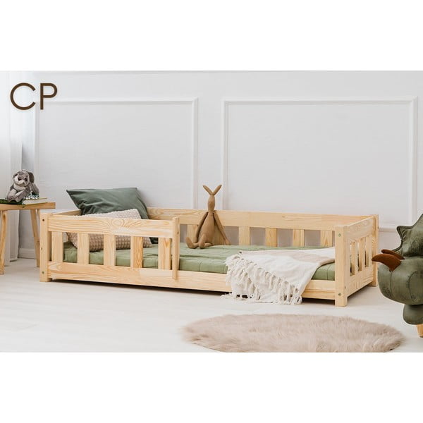 Pat pentru copii  în culoare naturală din lemn de pin 90x140 cm Mila CP – Adeko-image-1