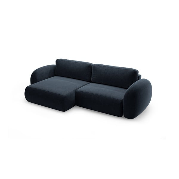 Colțar albastru închis extensibil/cu spațiu de depozitare cu tapițerie din chenille Tonale – Cosmopolitan Design-image-2