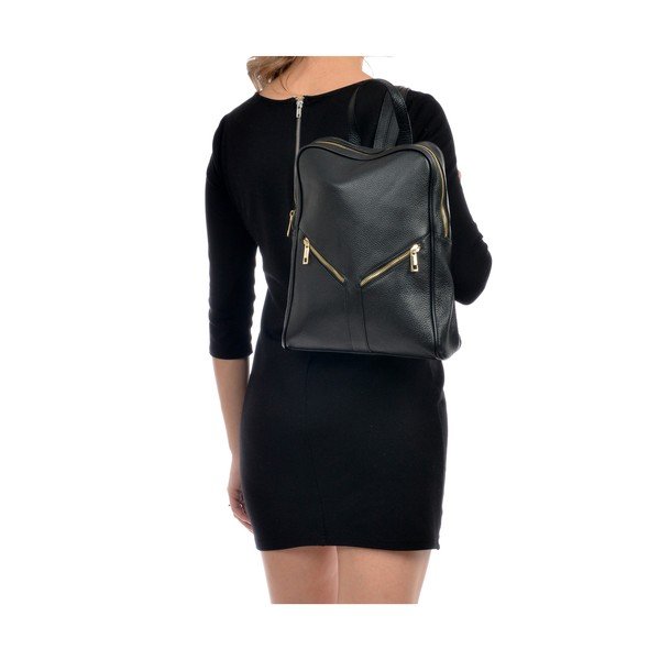 Rucsac din piele Roberta M Linda, negru-image-2