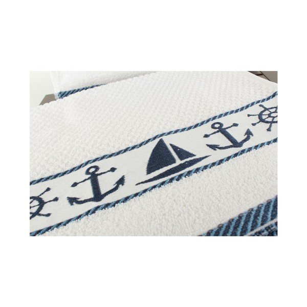 Set 6 prosoape Marina, 30 x 50 cm, alb - albastru-image-1