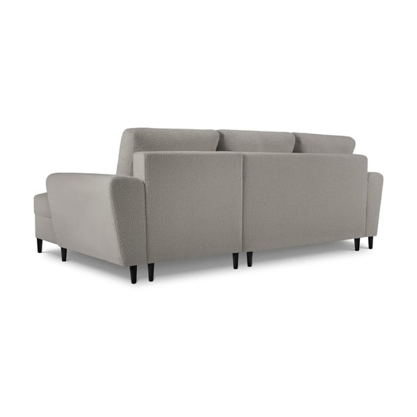 Colțar gri deschis extensibil, cu spațiu de depozitare cu tapițerie din țesătură bouclé (cu colț pe partea dreaptă, cu șezlong) Kyoto – Cosmopolitan Design-image-4
