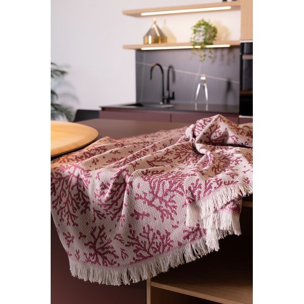 Pled din amestec de bumbac Euromant Summer Coral, 140 x 180 cm, roz-image-1