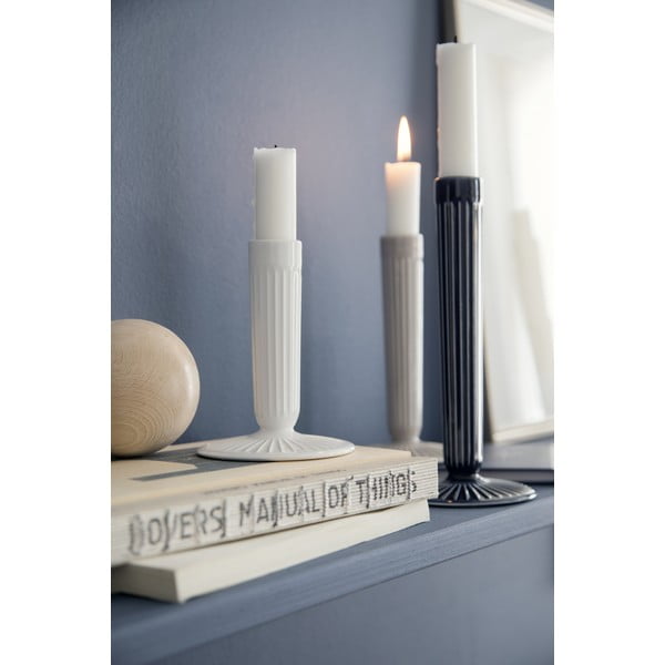 Sfeșnic din gresie Kähler Design Hammershoi, înălțime 12 cm, alb-image-1