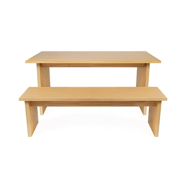 Masă de dining cu blat cu aspect de lemn de stejar 90x160 cm Stripe – Woodman-image-4