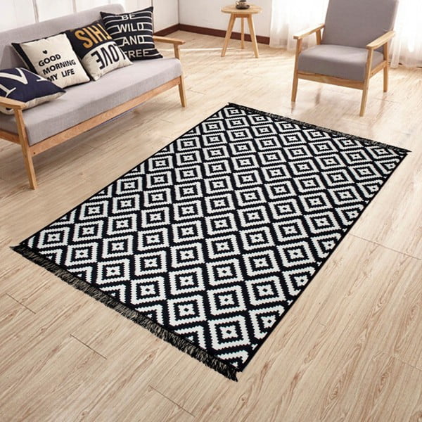 Covor reversibil Cihan Bilisim Tekstil Helen, 120 x 180 cm, alb-negru-image-3