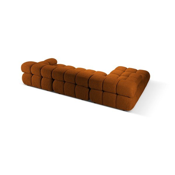 Colțar modular teracotă cu tapițerie din țesătură bouclé (cu colț pe partea stângă/cu șezlong) – Micadoni -image-1