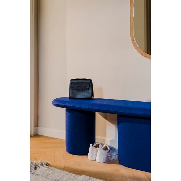 Bancă albastră capitonată cu tapițerie din lână Rull – noo.ma-image-3