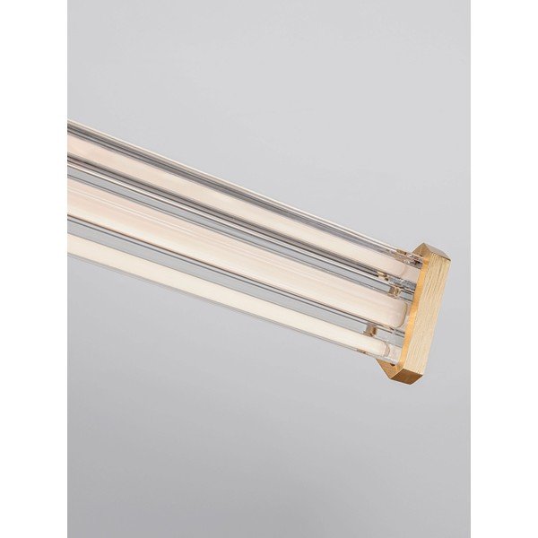 Lustră auriu mat LED cu intensitate reglabilă din metal cu abajur din sticlă acrilică Pheme – Nova Luce-image-1