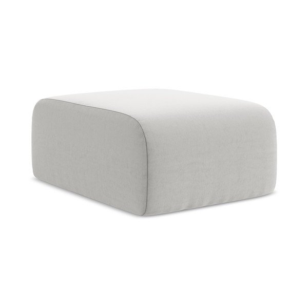 Taburet gri deschis cu tapițerie din catifea Lani – Makamii