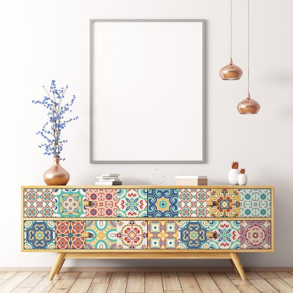 Set 24 autocolante pentru mobilă Ambiance Georgina, 10 x 10 cm