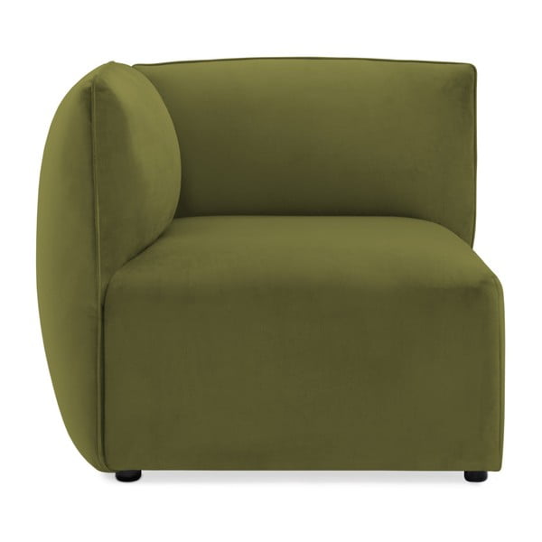 Modul colț stânga pentru canapea Vivonita Velvet Cube, verde măsliniu