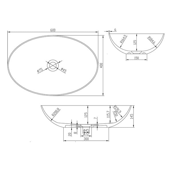 Chiuvetă din ceramică Sapho Thin, 60 x 40 cm, alb-image-3