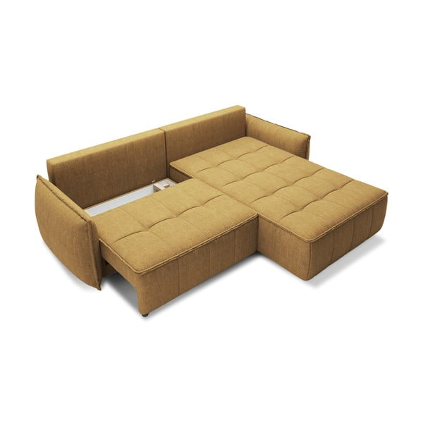 Colțar galben extensibil/cu spațiu de depozitare cu tapițerie din catifea (cu colț pe partea dreaptă/cu șezlong) Campo – ELTAP-image-2