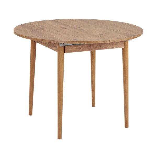 Masă de dining rotundă extensibilă cu aspect de lemn de pin cu blat suplimentar ø 100 cm Viona – Kalune Design