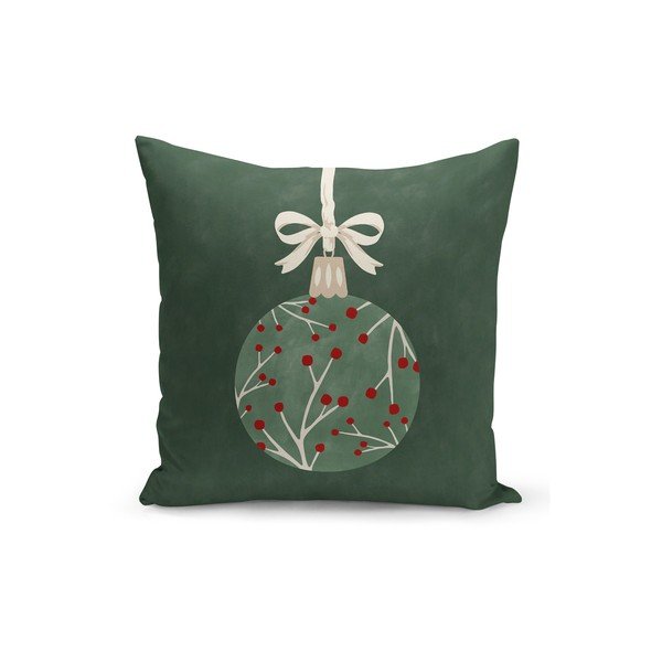Față de pernă decorativă cu model de Crăciun Kate Louise Christmas Noel, 43 x 43 cm, verde