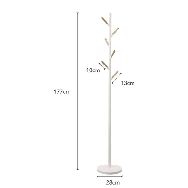 Cuier cu detalii din lemn de fag YAMAZAKI Plain Pole Hanger, alb-image-4