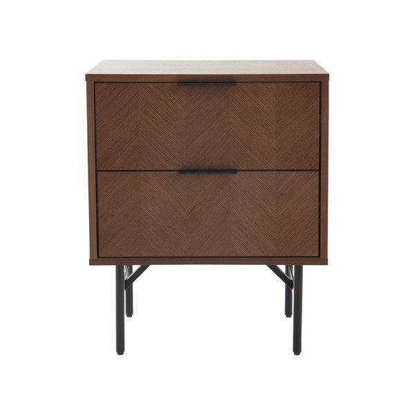 Noptieră în culoare naturală închisă cu aspect de lemn de nuc Duvberg – Jotex-image-3