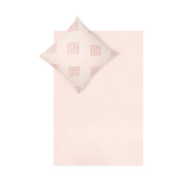 Lenjerie de pat din bumbac percale Westwing Collection Fia, 135 x 200 cm, roz-image-1