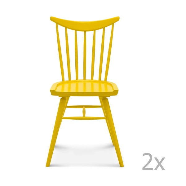 Set 2 scaune din lemn Fameg Age, galben