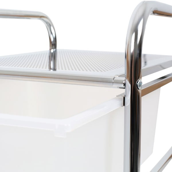 Etajeră pe roți din plastic alb-argintiu  33x79 cm – Premier Housewares-image-2