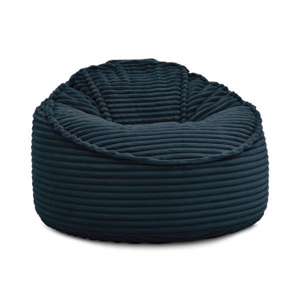 Fotoliu bean bag albastru închis cu tapițerie din catifea reiată Socrate – Bobochic Paris-image-3