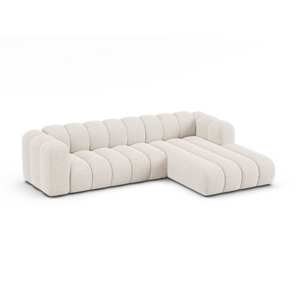 Colțar crem cu tapițerie din chenille (cu colț pe partea dreaptă/cu șezlong) Lupine – Micadoni -image-1