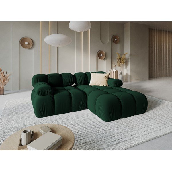 Colțar modular verde închis cu tapițerie din catifea (cu colț pe partea dreaptă/cu șezlong) – Micadoni -image-1
