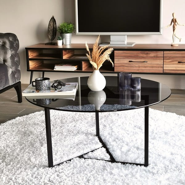 Măsuță de cafea neagră rotundă ø 75 cm Trio – Neostill-image-2