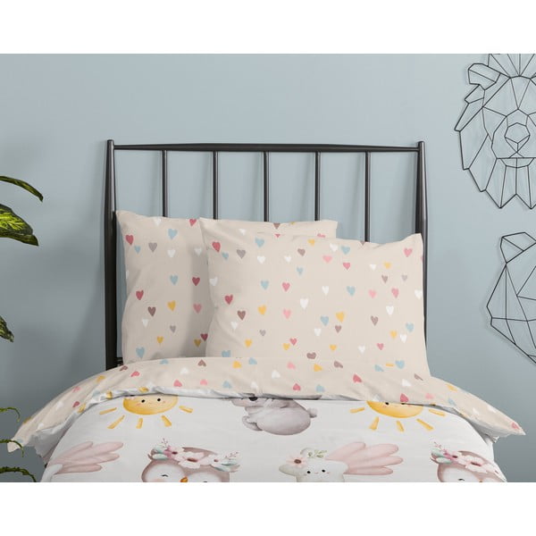 Lenjerie de pat pentru copii maro-bej din bumbac pentru pat de o persoană 140x200 cm Hugs – Good Morning-image-2