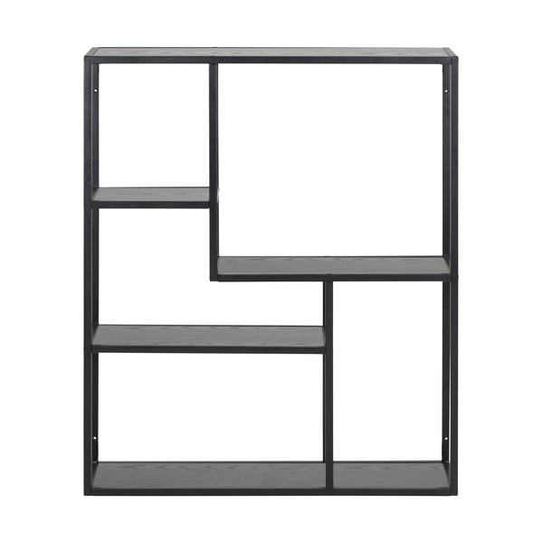 Bibliotecă de perete neagră cu aspect de lemn de frasin 75x91 cm Seaford – Actona