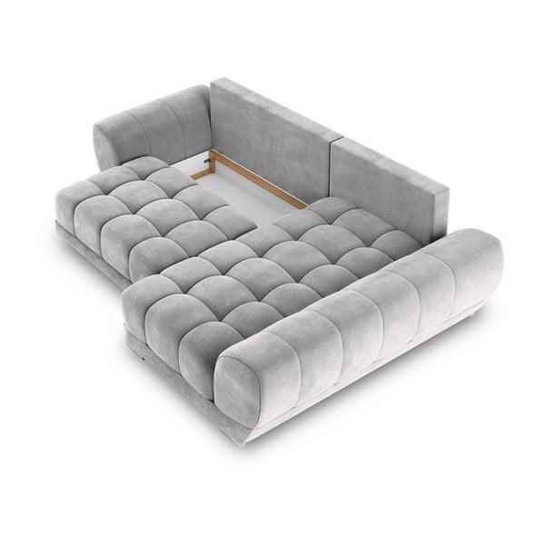 Colțar extensibil cu tapițerie de catifea și șezlong pe partea dreaptă Windsor & Co Sofas Nuage, gri deschis-image-3
