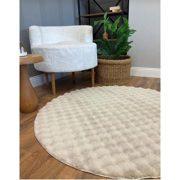 Covor bej lavabil rotund ø 80 cm Bubble Cream – Mila Home-image-2