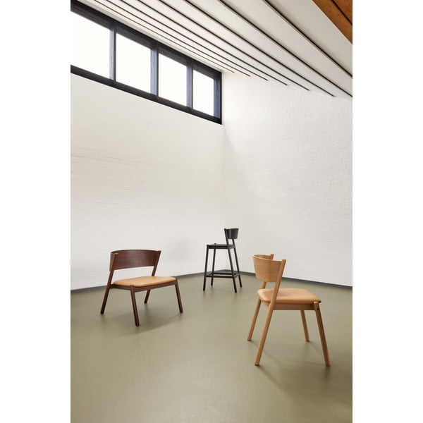 Scaun de bar negru cu aspect de lemn de stejar (înălțime șezut 75 cm) Oblique – Hübsch-image-1