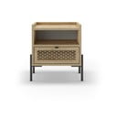 Noptieră în culoare naturală cu rafturi cu aspect de lemn de stejar Inca – Marckeric