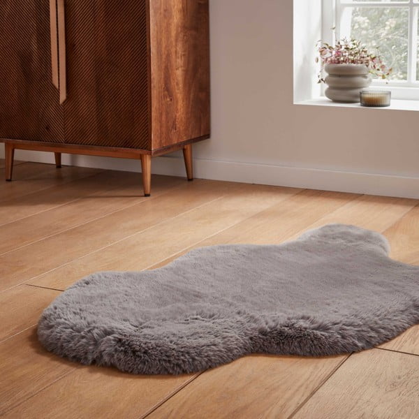 Blană gri sintetică 60x90 cm Super Teddy – Think Rugs-image-2