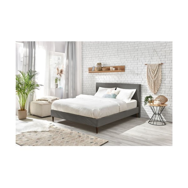 Pat matrimonial 160x200 cm gri antracit tapițat cu somieră Anja – Bobochic Paris-image-4