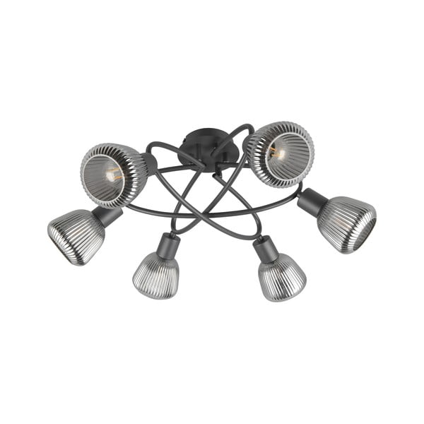 Plafonieră neagră cu abajur din sticlă Tarifa – Trio