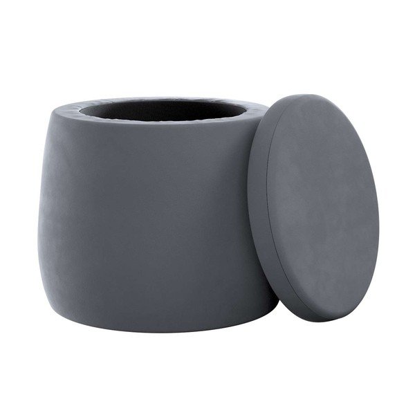 Puf de copii gri cu tapițerie din catifea Posh Velvet – Yellow Tipi-image-1