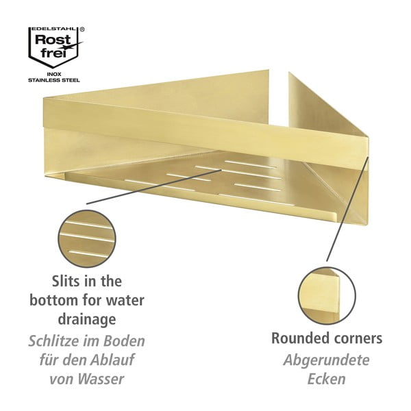 Raft pentru baie auriu de colț autoadeziv din oțel inoxidabil Genova – Wenko-image-4